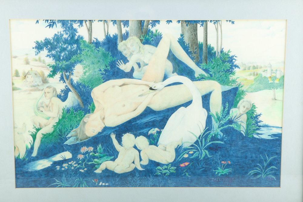 Dale Ross Signed Drawing "Leda And The Swan"