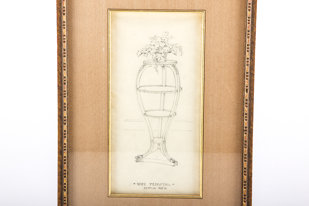 Pencil  Drawing of a Design for an Empire Style Plant Stand