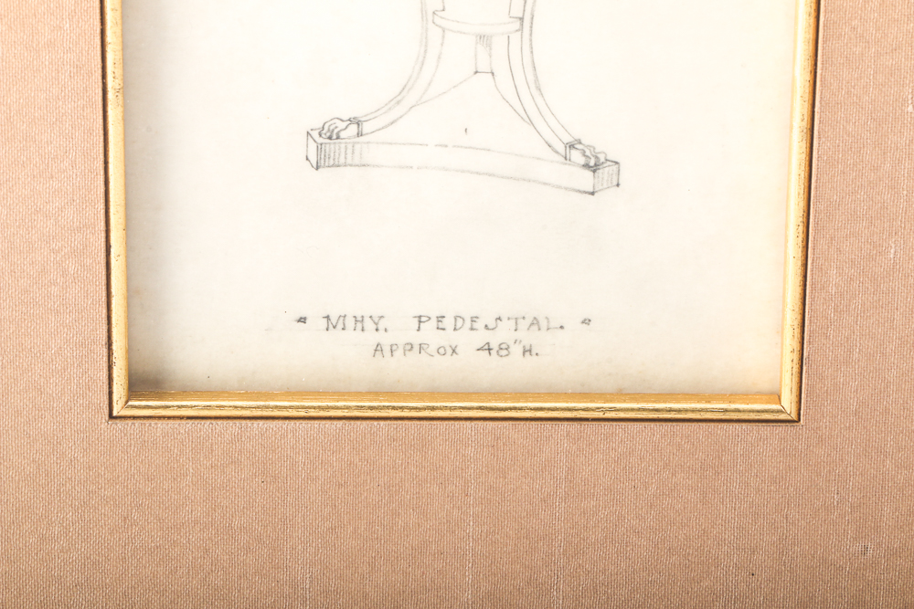 Pencil  Drawing of a Design for an Empire Style Plant Stand
