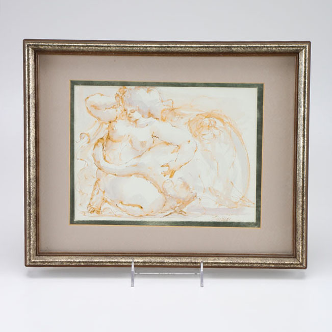 Charles Burdick Signed Original Drawing "Leda and The Swan"