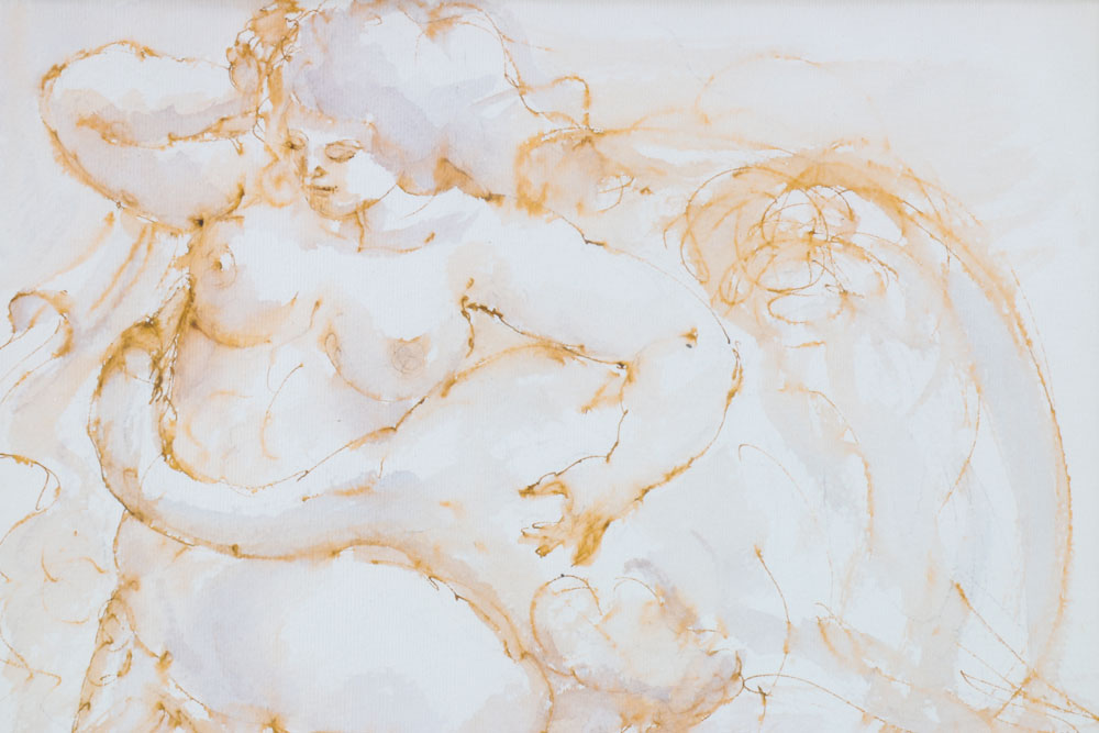 Charles Burdick Signed Original Drawing "Leda and The Swan"