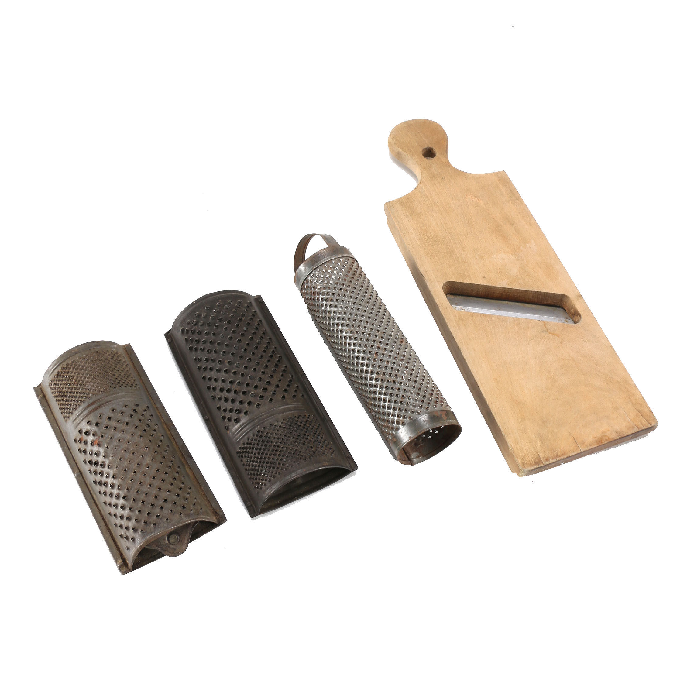Group of Antique and Vintage Hand Graters and a Mandoline