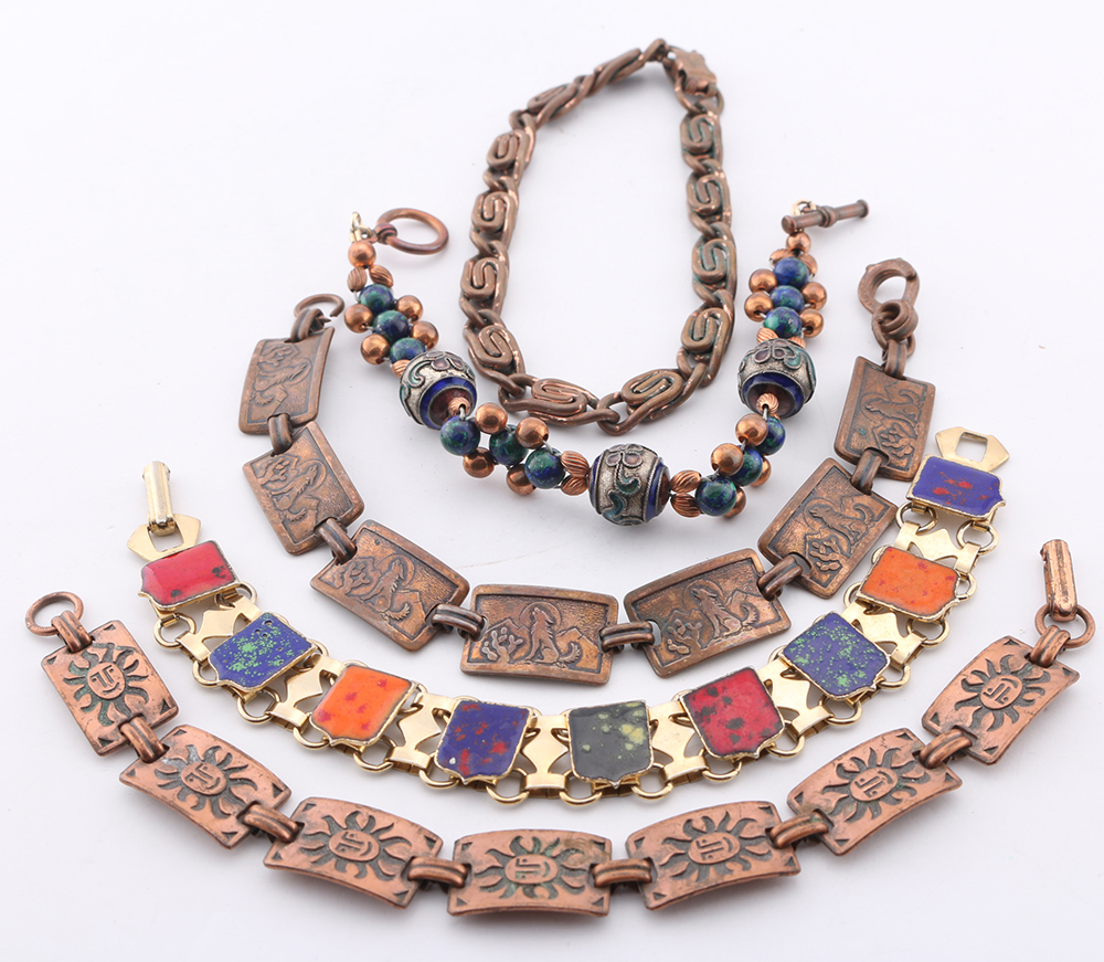 Copper, Shell, and Enamel Fashion Jewelry