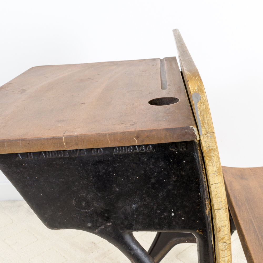 Set of Antique School Desks and Chairs