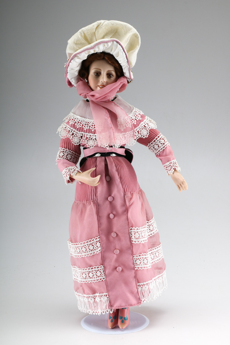 Vintage Doll in Mauve and Lace Dress