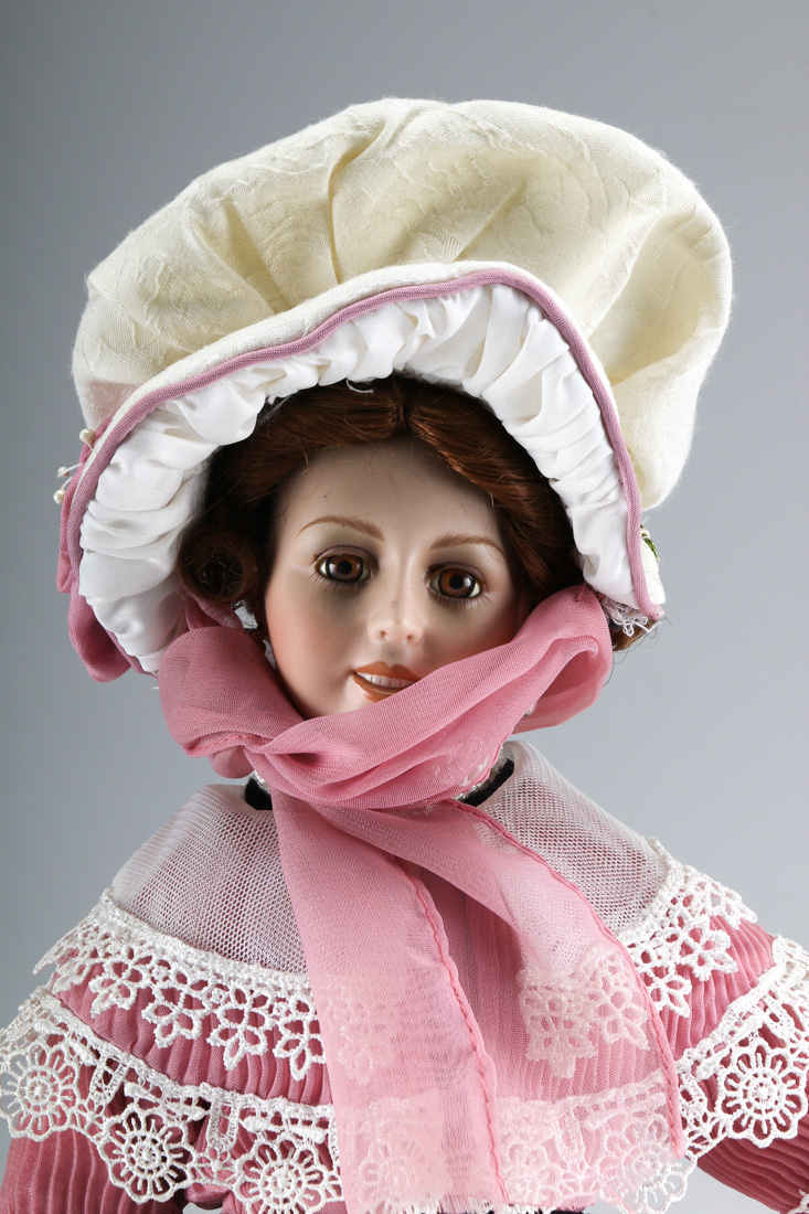 Vintage Doll in Mauve and Lace Dress