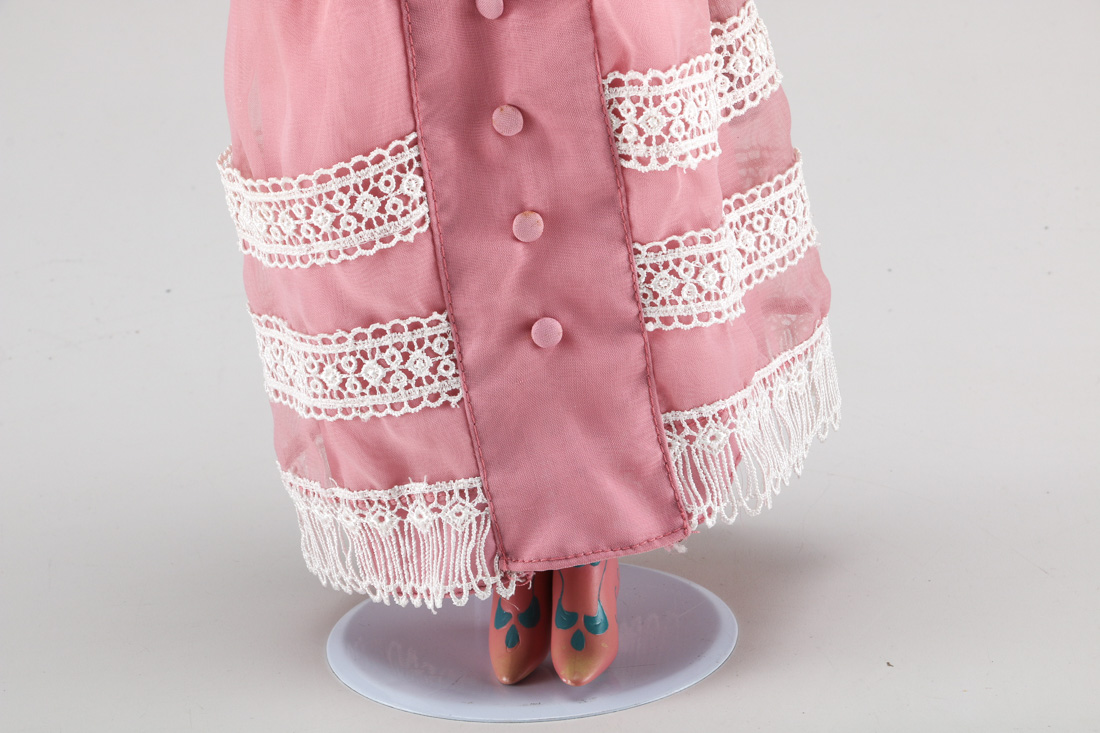 Vintage Doll in Mauve and Lace Dress