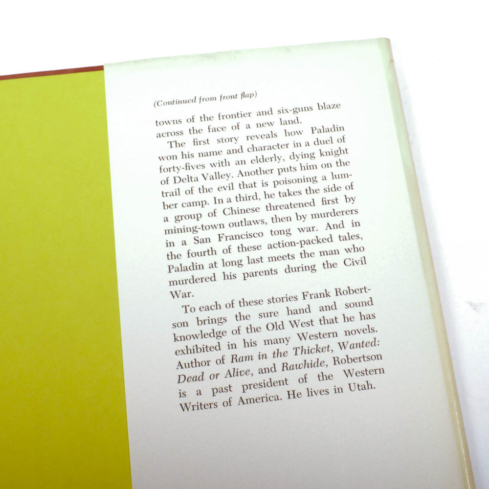 First Edition 1963 "A Man Called Paladin" by Frank C. Robertson
