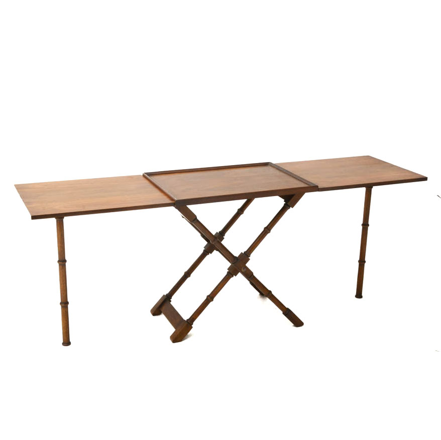 Mid-Century Pecan Serving Tray-Table