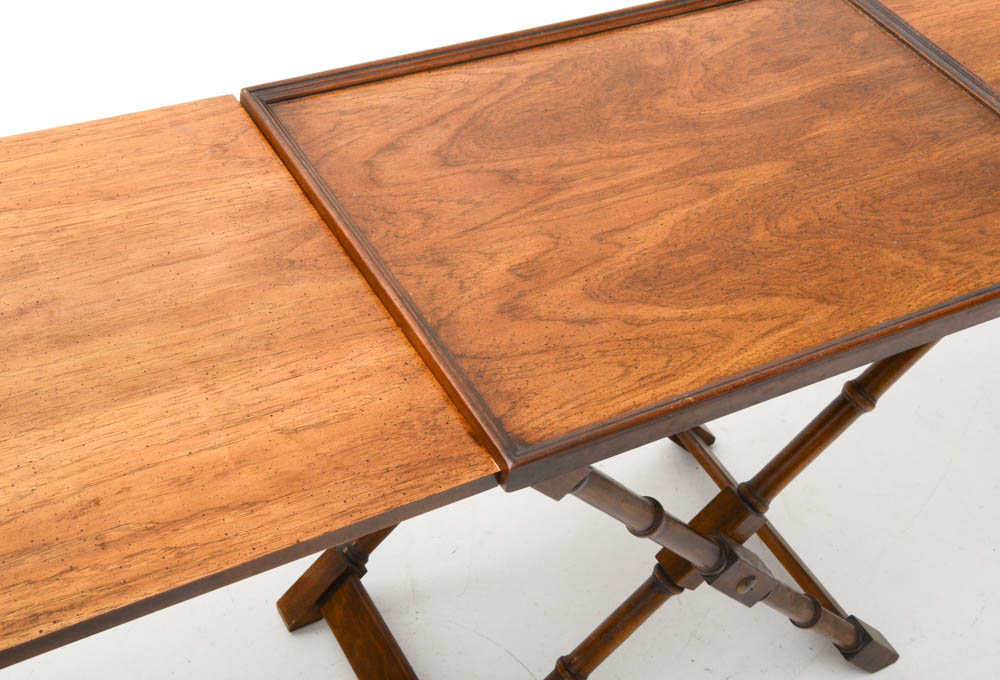 Mid-Century Pecan Serving Tray-Table