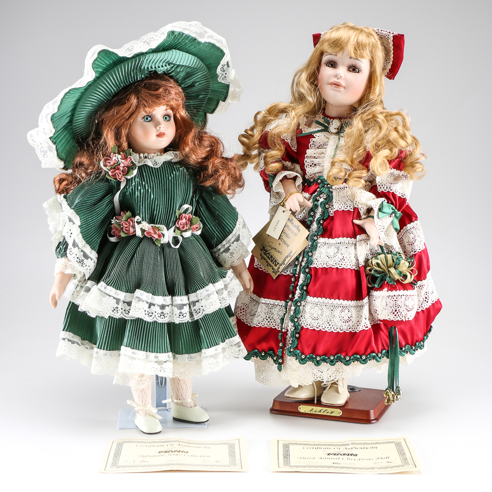 Pair of Seymour Mann Limited Edition Porcelain Dolls