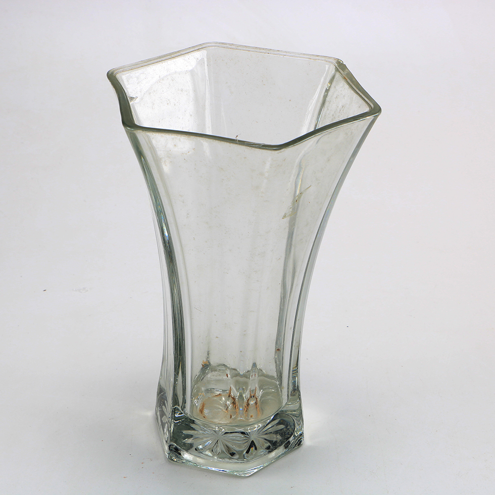 Hexagonal Hoosier Glass Vase