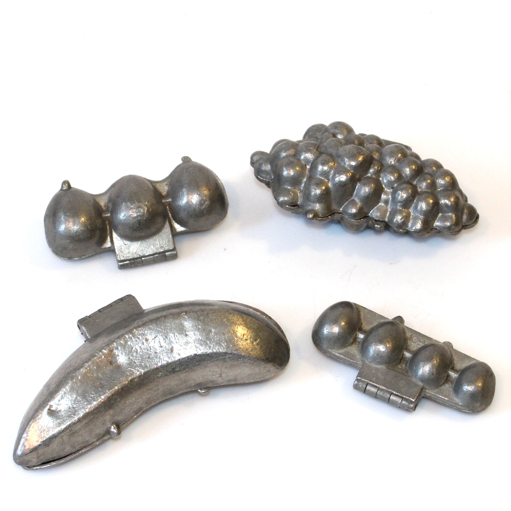 Vintage Pewter Ice Cream Molds in Fruit Motifs