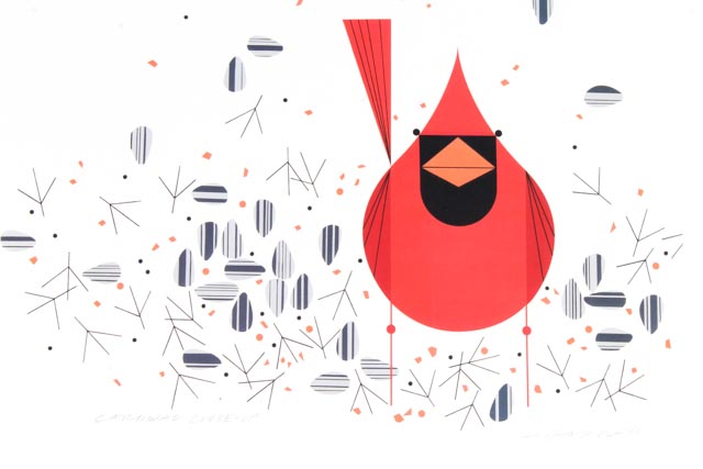 Charley Harper Signed Cardinal Offset Lithograph