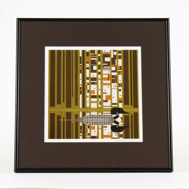 Signed Charley Harper Offset Lithograph "Loonscape"