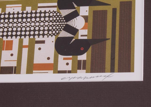 Signed Charley Harper Offset Lithograph "Loonscape"