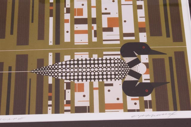 Signed Charley Harper Offset Lithograph "Loonscape"