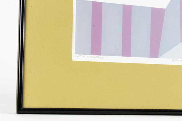 Edie Harper Signed Offset Lithograph "Cat In Hatbox"