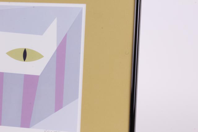 Edie Harper Signed Offset Lithograph "Cat In Hatbox"