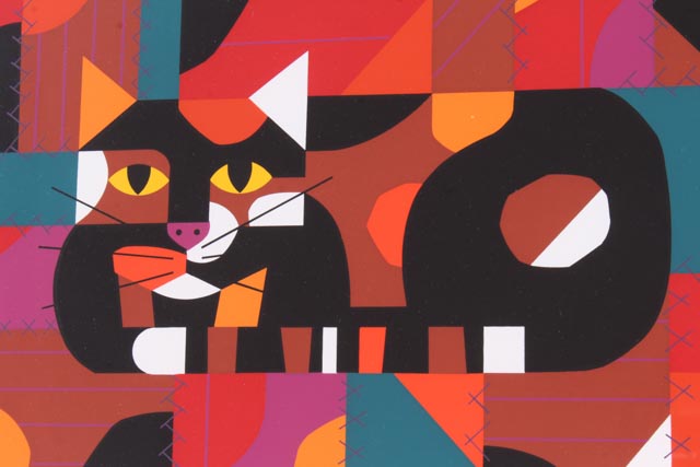 Edie Harper Limited Edition Serigraph "Crazy Quilt Crazy Cat"