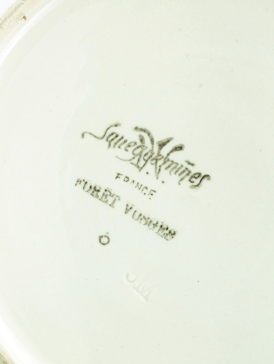 Vintage Hand Painted Sarreguemines Pottery Pitcher and Japanese Porcelain Horchow Mug