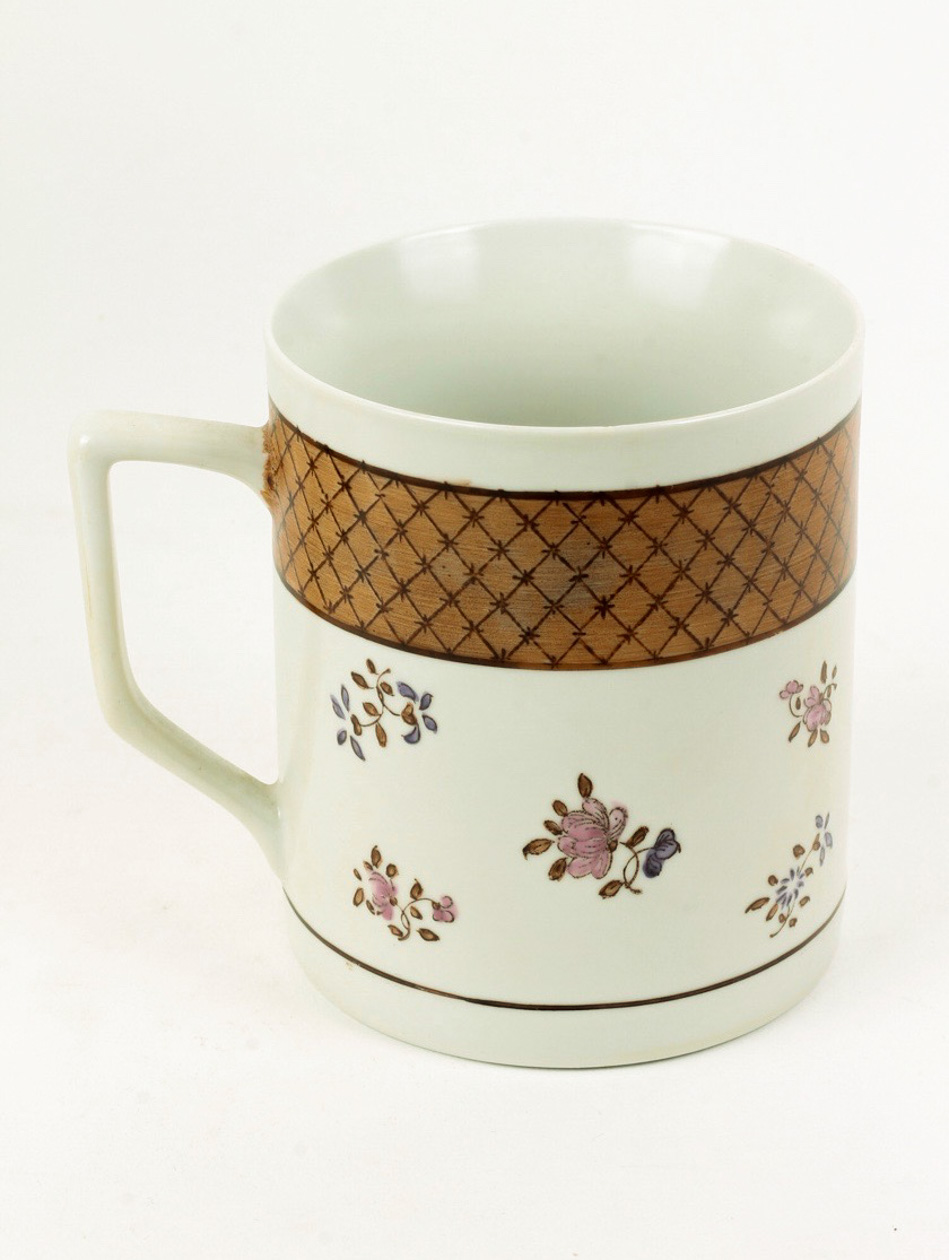 Vintage Hand Painted Sarreguemines Pottery Pitcher and Japanese Porcelain Horchow Mug