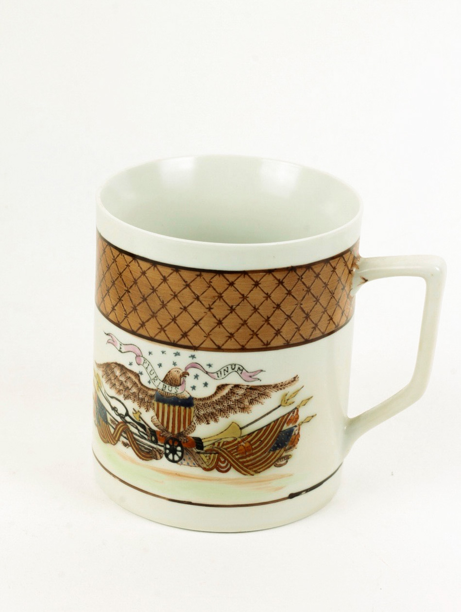 Vintage Hand Painted Sarreguemines Pottery Pitcher and Japanese Porcelain Horchow Mug