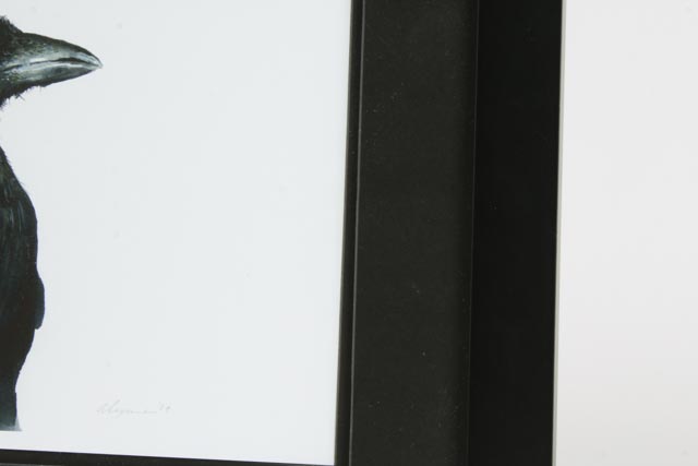 Signed Amber Alexander Watercolor Depiction of a Raven