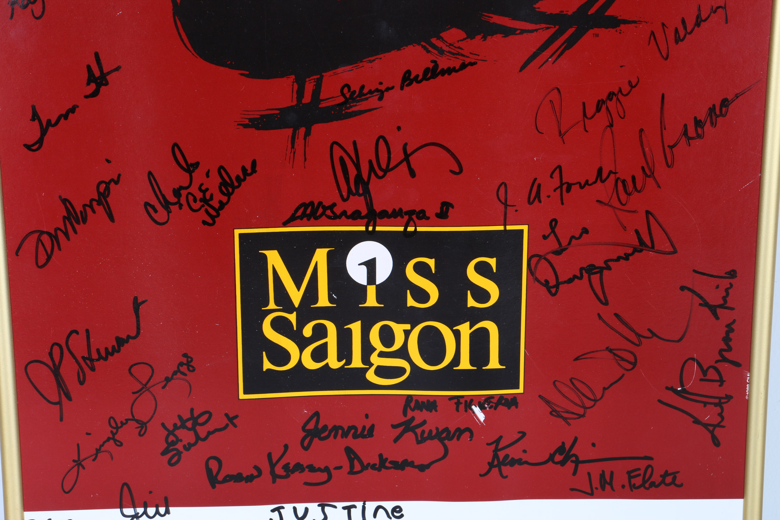 1992 Cast Signed "Miss Saigon" First National Tour Poster