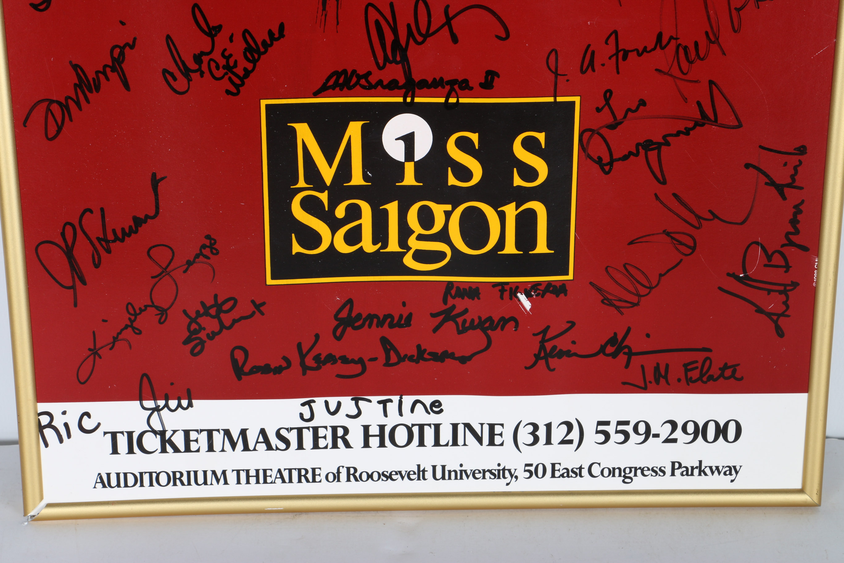 1992 Cast Signed "Miss Saigon" First National Tour Poster