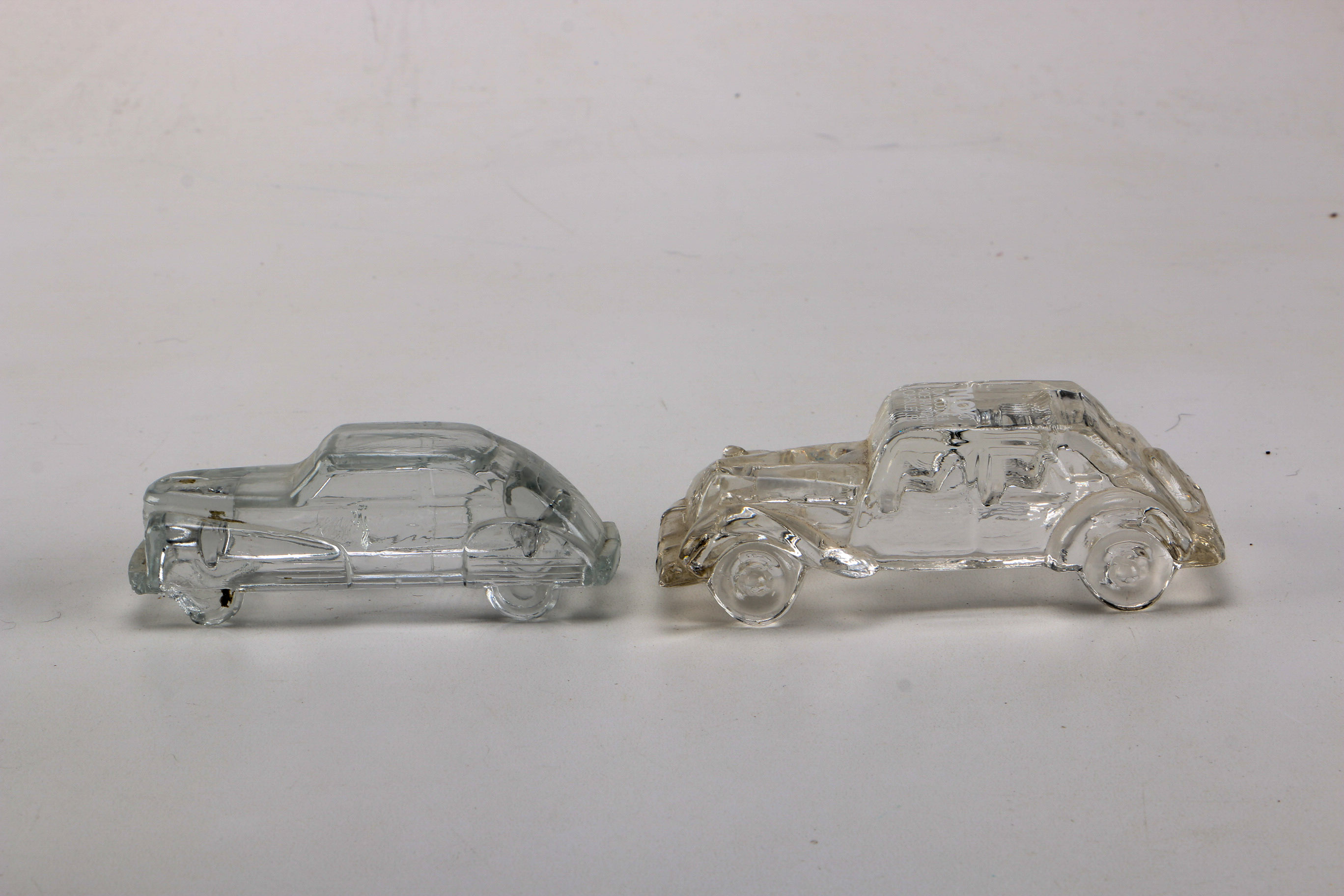 Six Clear Glass Novelty Candy Bottles