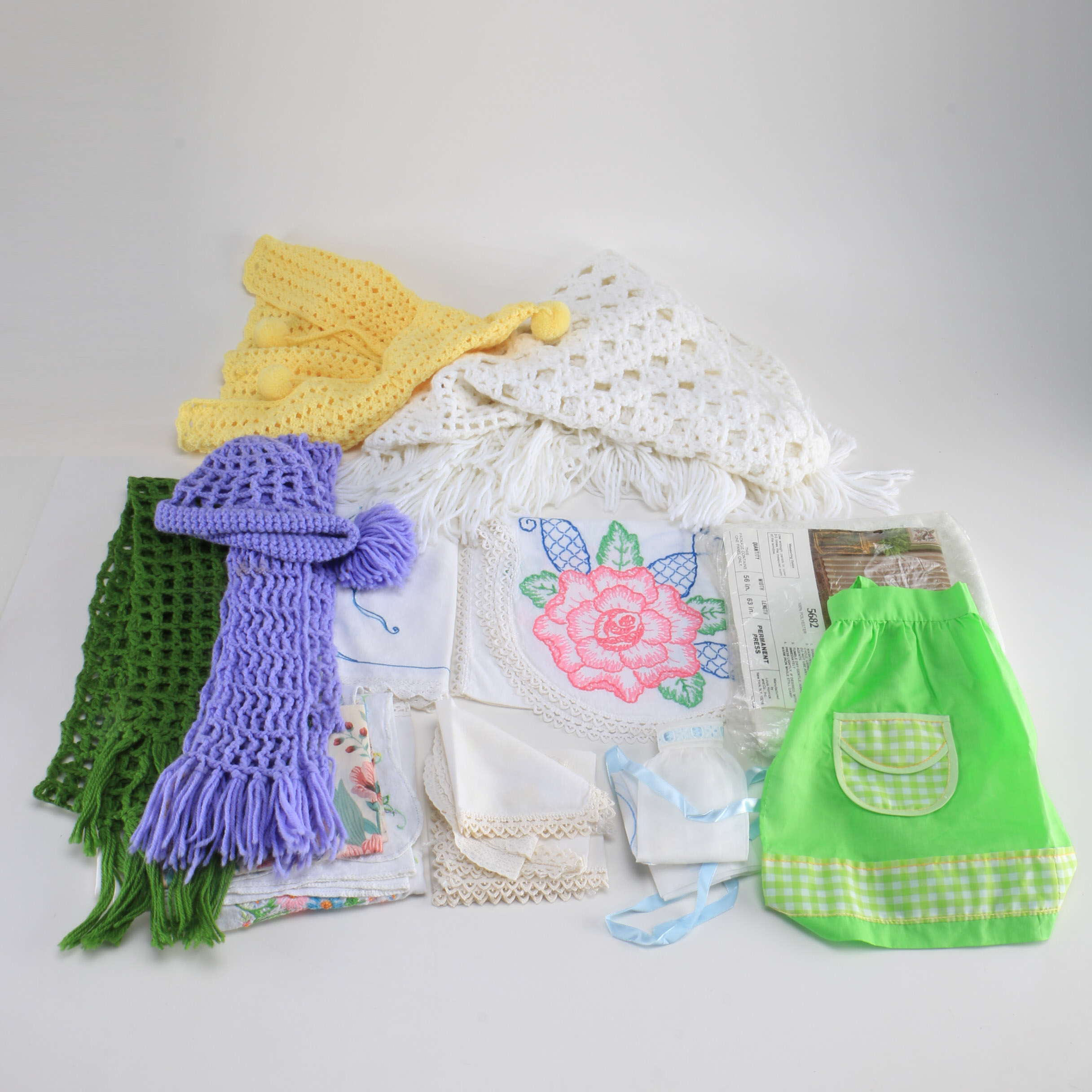 Vintage Baby Clothes, Curtains and Tablecloths