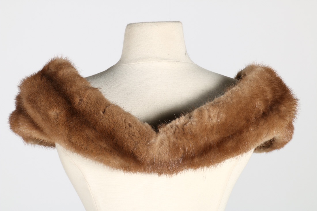 Vintage Ermine Fur Cape, Fox Fur Collar and Mink Fur Collar