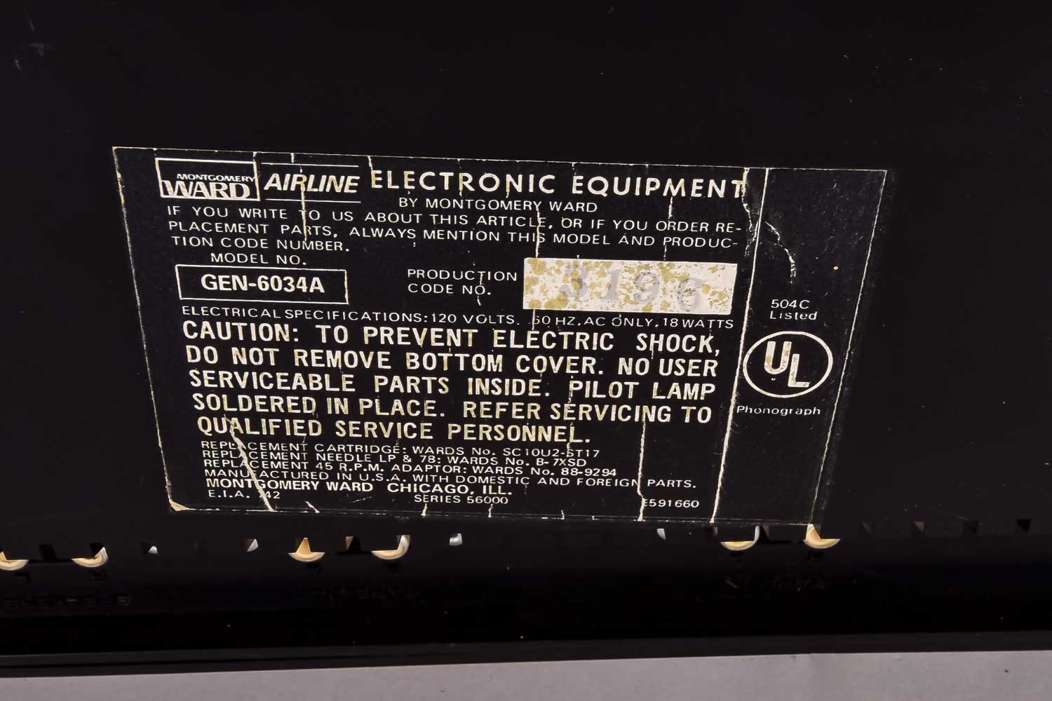 Montgomery Ward "Airline" Stereo Turntable