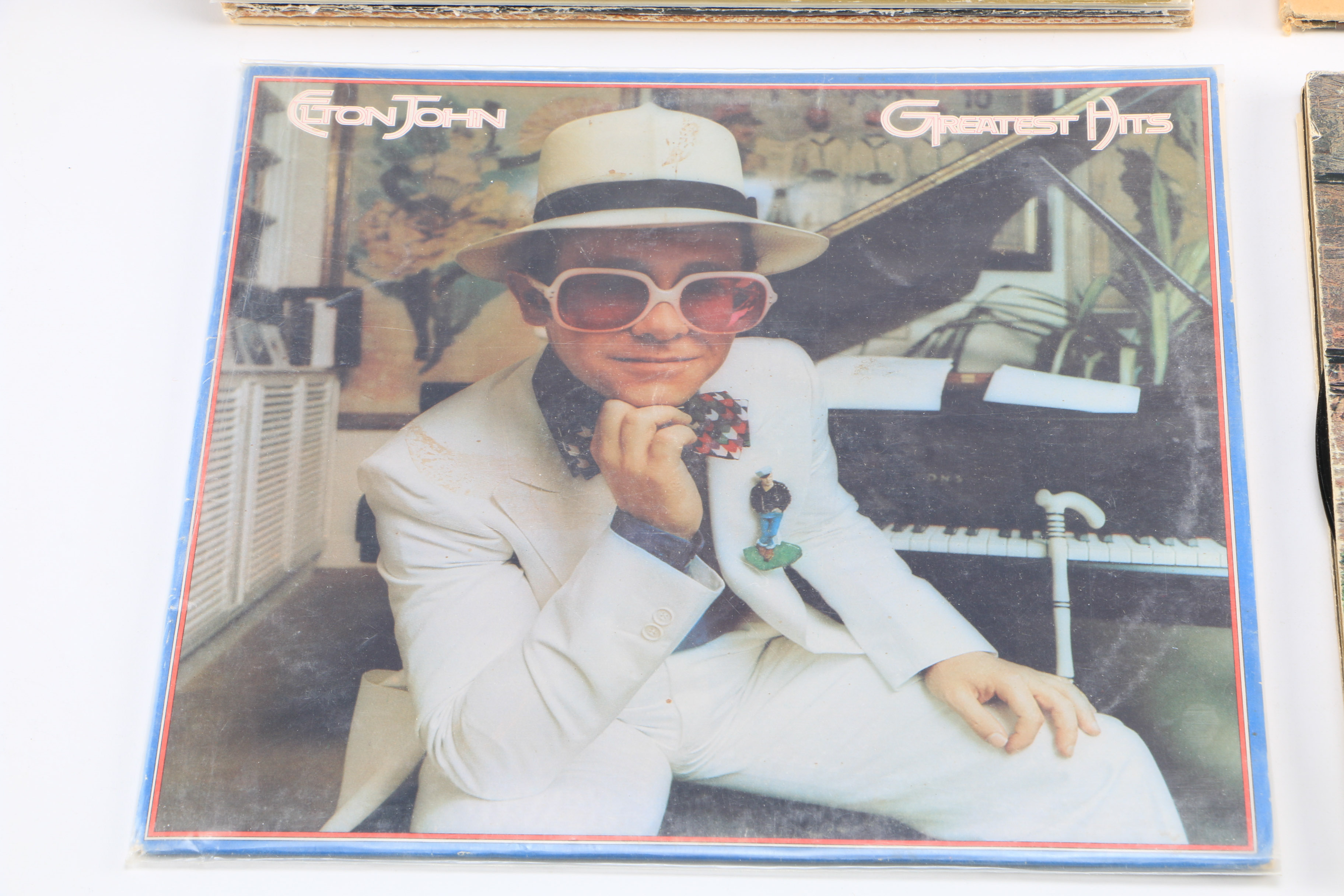 Collection of 1970s Pop Music Vinyl Records Including Elton John, Simon & Garfunkel