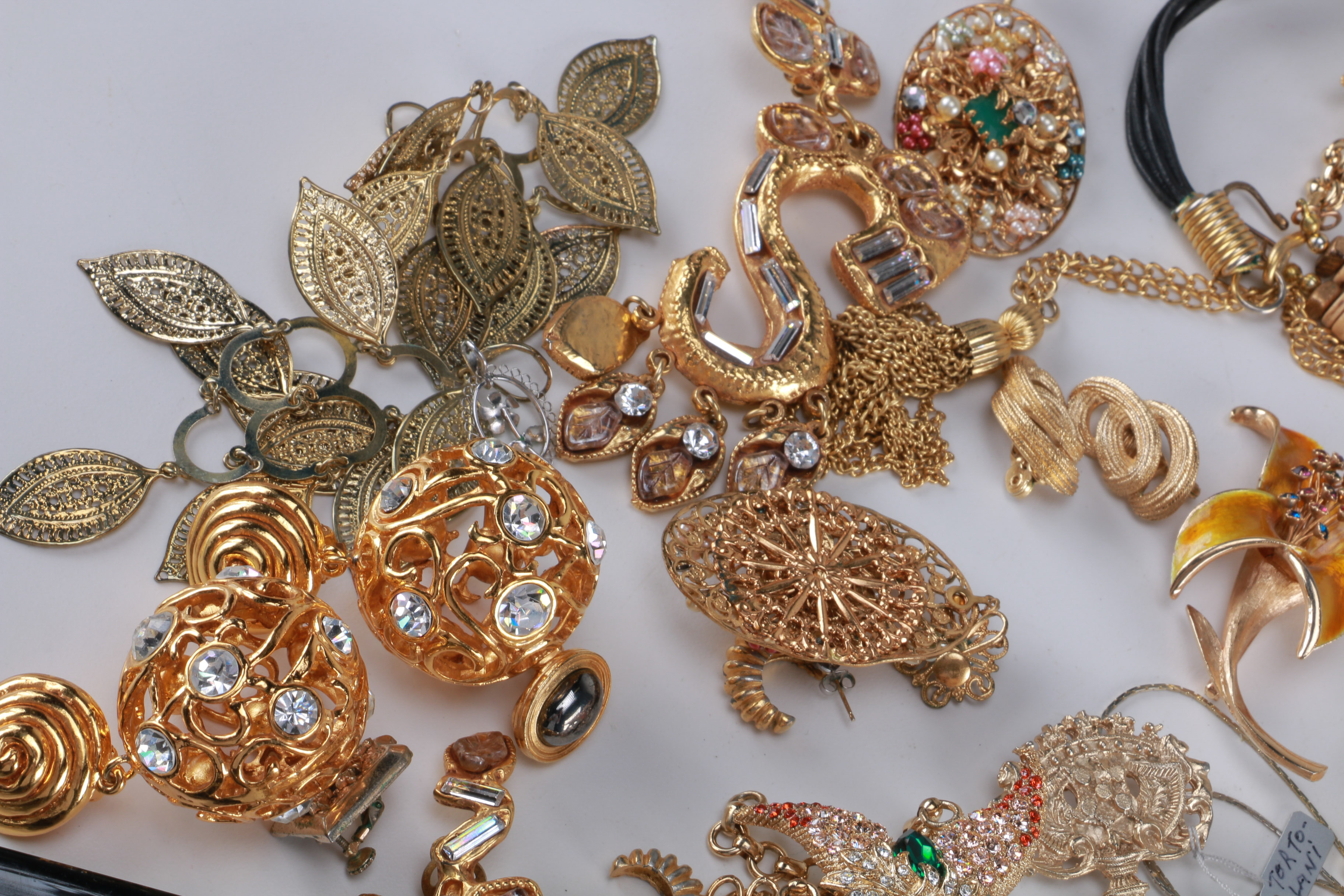 Assortment of Gold Tone Costume Jewelry