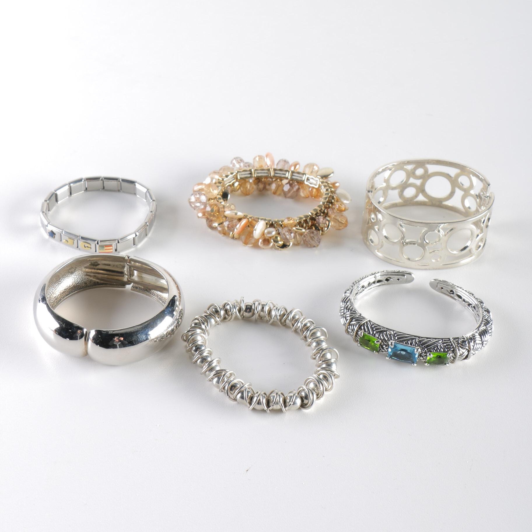 Collection of Silver Tone Bracelets and Bangles