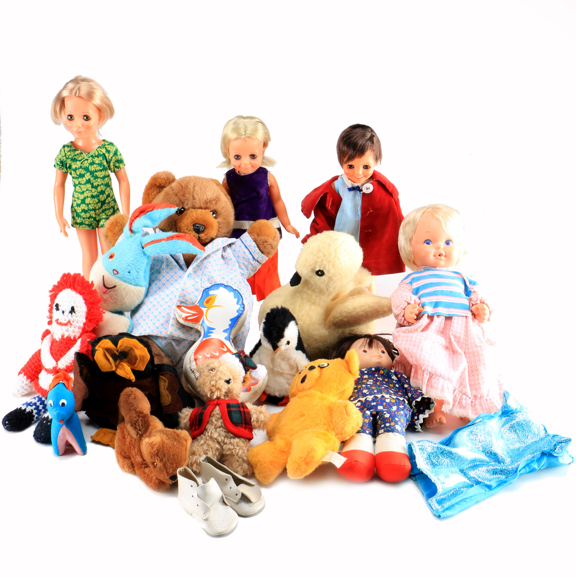 Collection of Vintage Dolls and Stuffed Animals