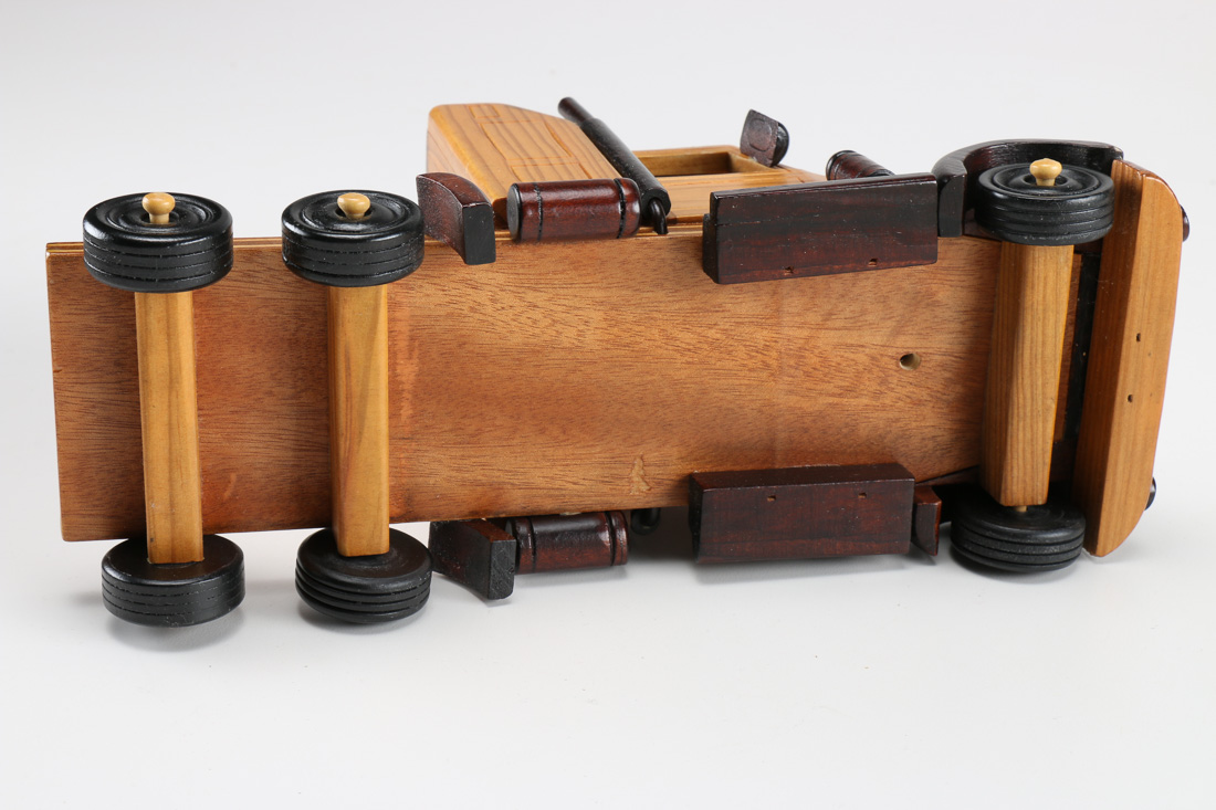 Hand Carved Wooden Semi Truck With Cargo Storage