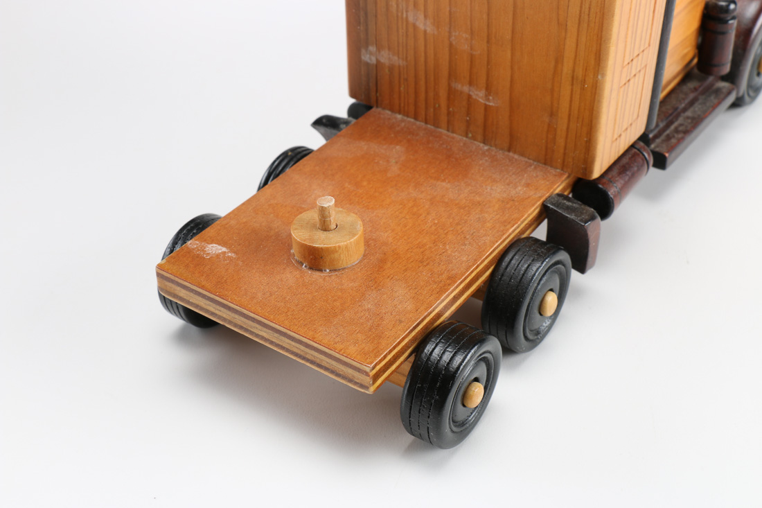 Hand Carved Wooden Semi Truck With Cargo Storage