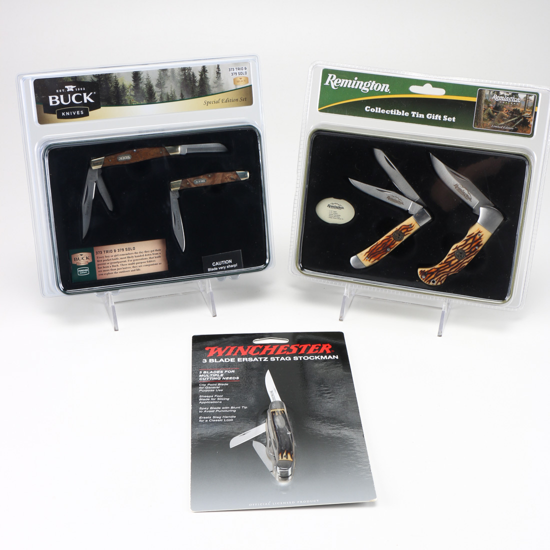 Remington, Buck and Winchester Pocket Knives in Original Packages