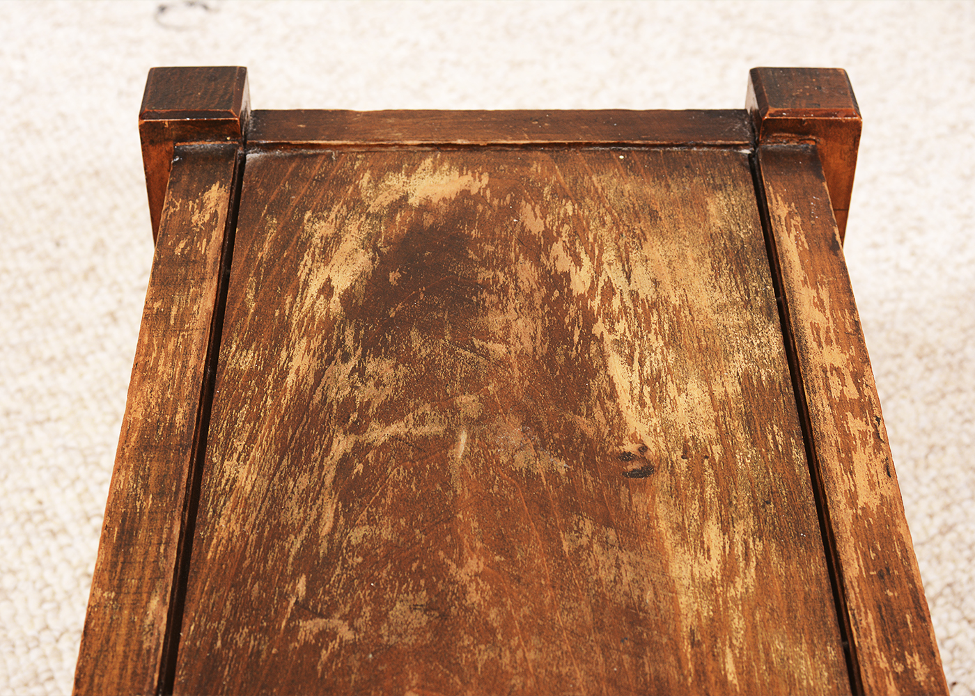 Mid-Century Wood Chair with Wood Stool