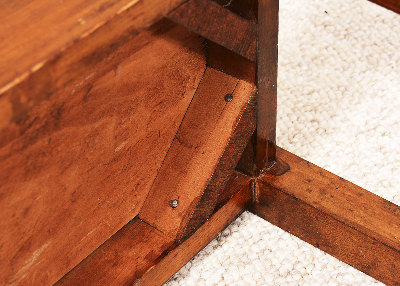 Mid-Century Wood Chair with Wood Stool