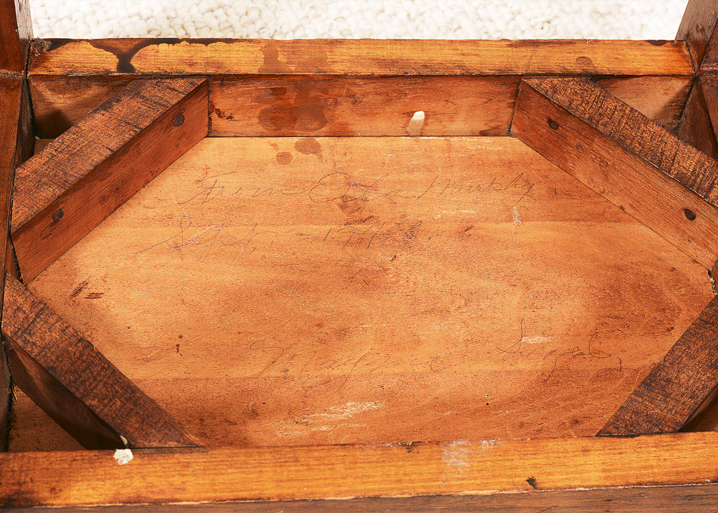 Mid-Century Wood Chair with Wood Stool