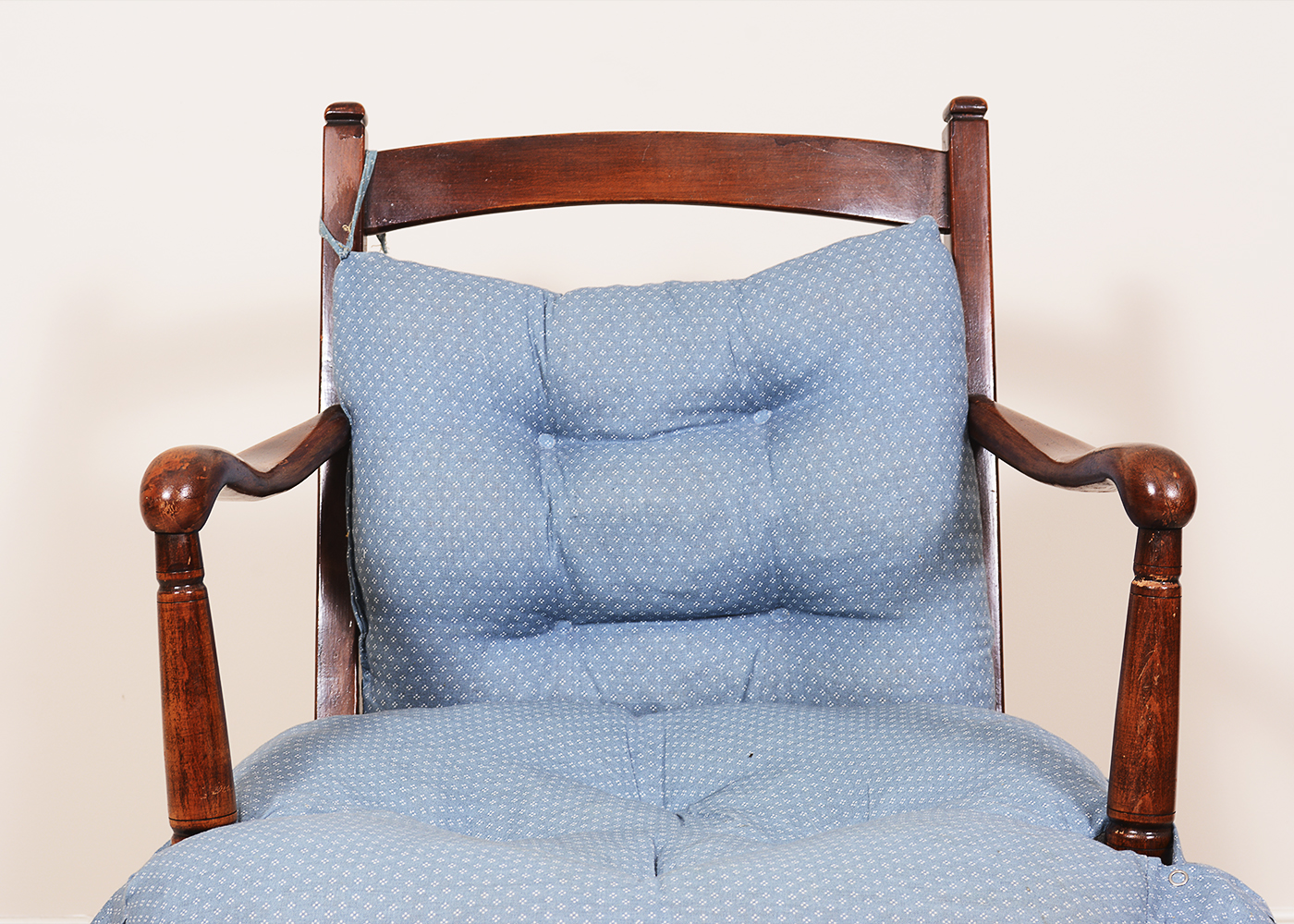 Mid-Century Wood Chair with Wood Stool