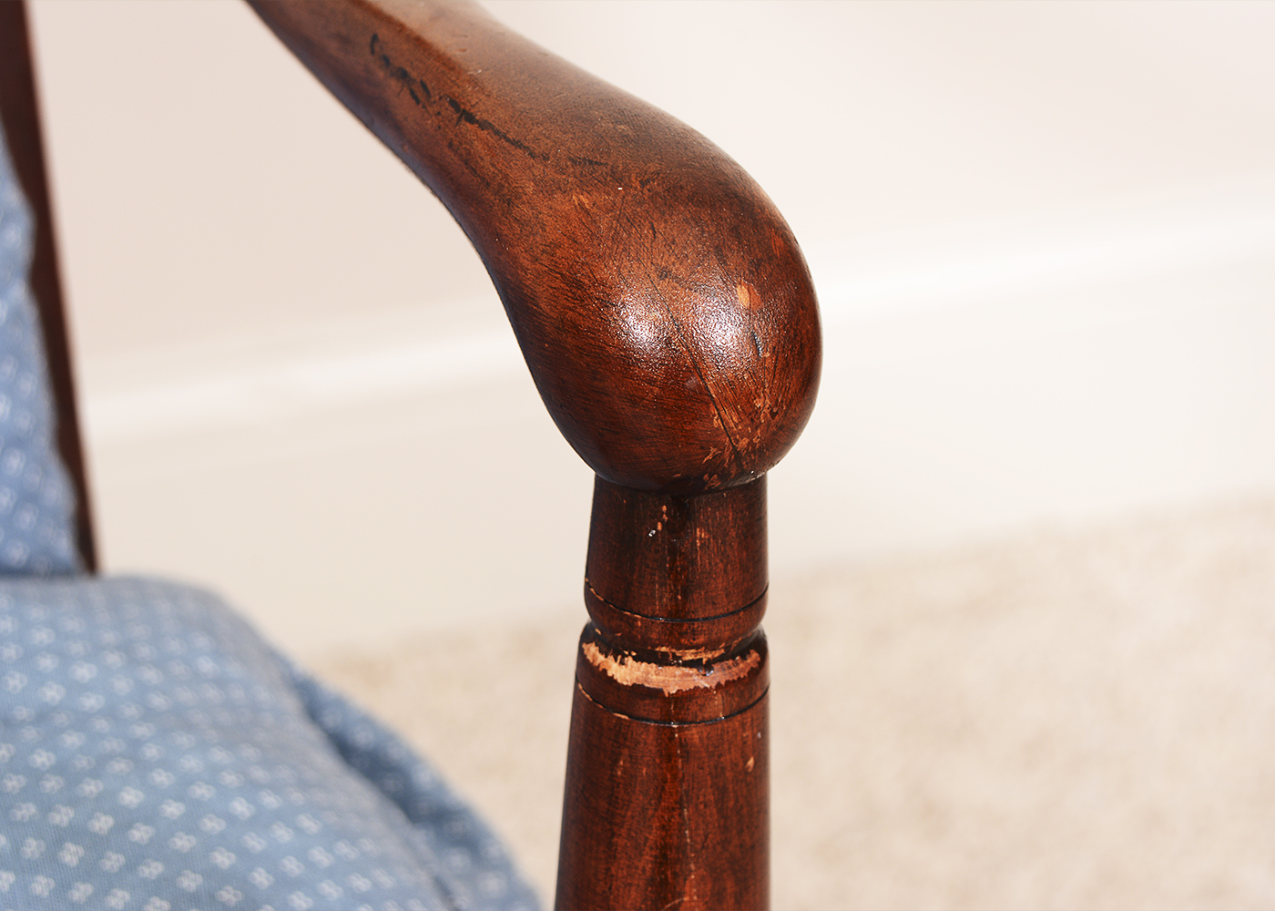 Mid-Century Wood Chair with Wood Stool