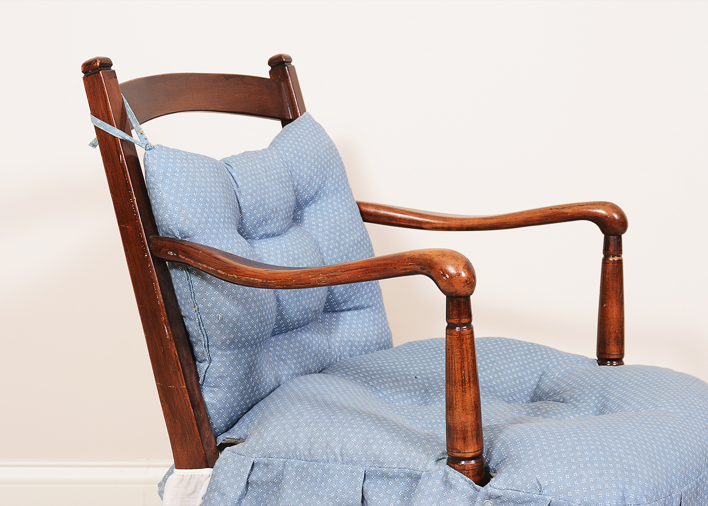 Mid-Century Wood Chair with Wood Stool