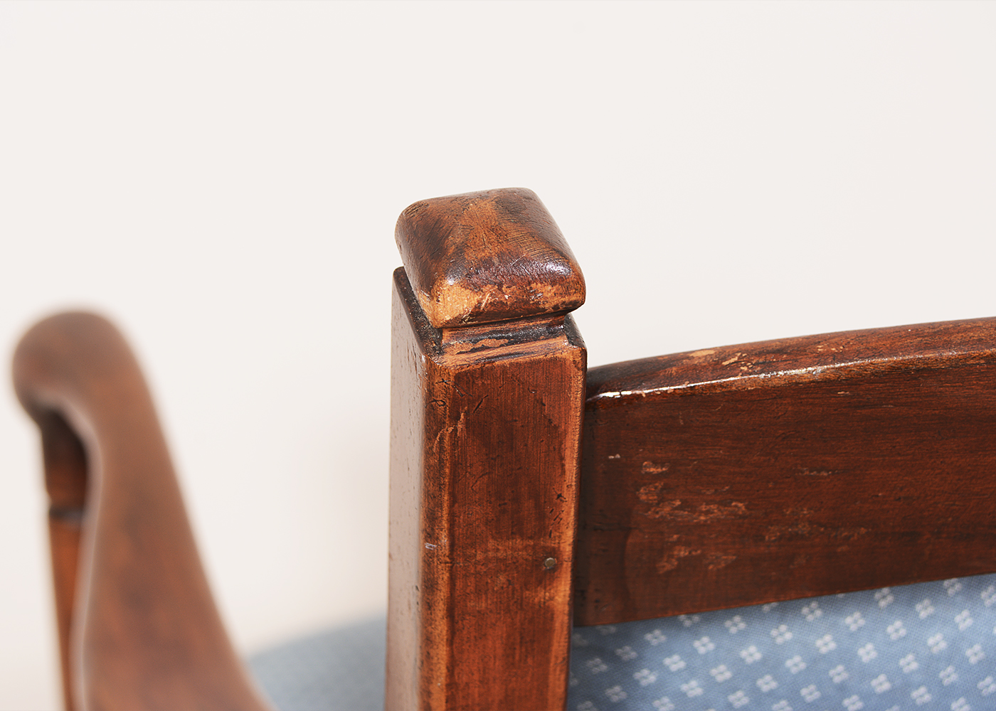 Mid-Century Wood Chair with Wood Stool