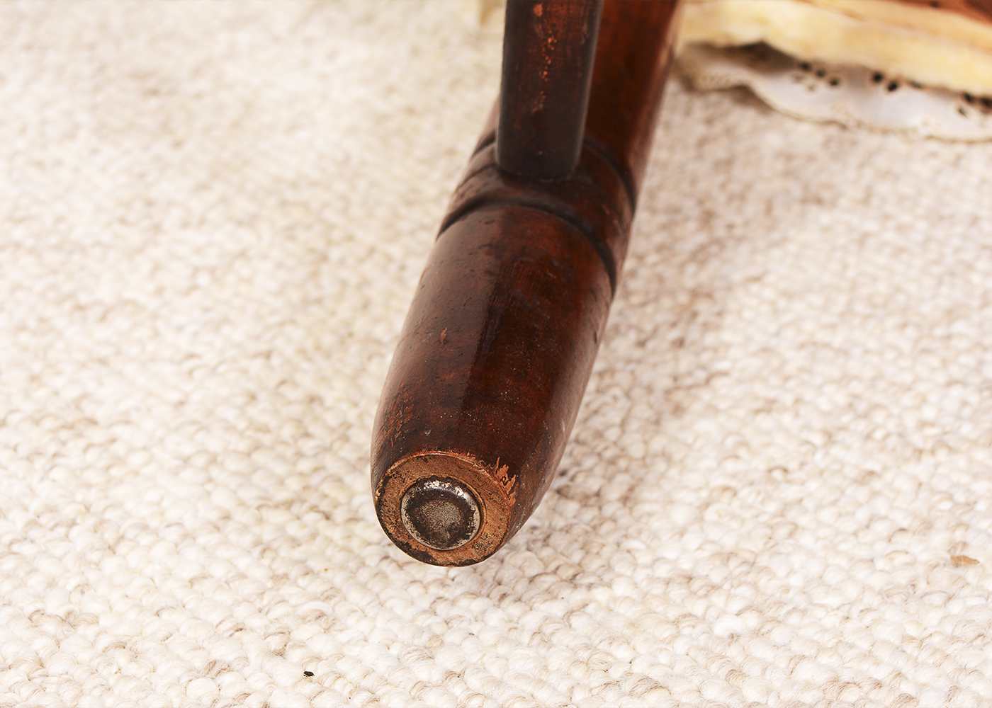 Mid-Century Wood Chair with Wood Stool