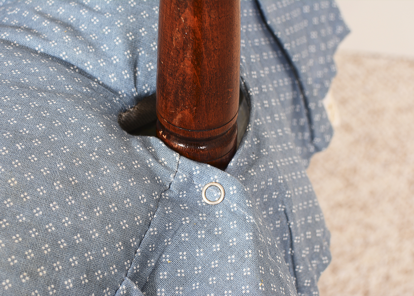 Mid-Century Wood Chair with Wood Stool